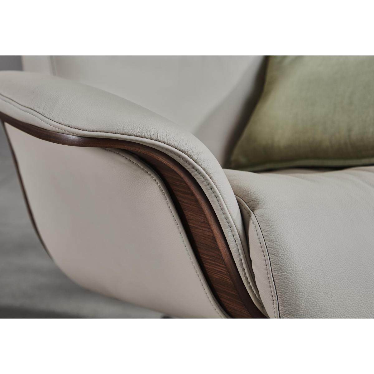 G Plan - Ergo Vida Leather Swivel Recliner Chair with Footstool - Beige – image 5