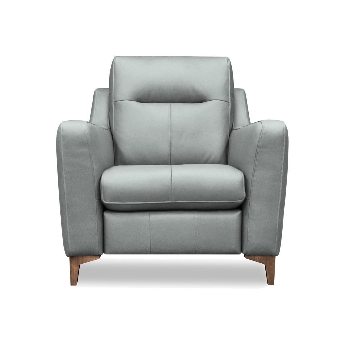 G Plan - Arlo Leather Power Recliner Chair - Cambridge Grey with Walnut Feet