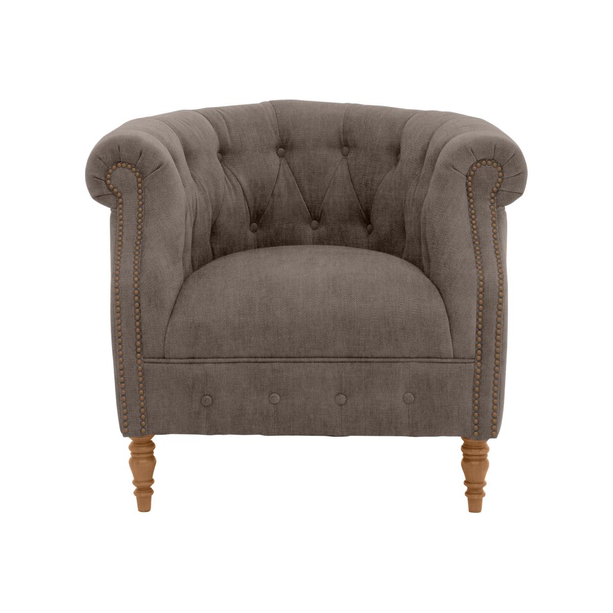 Alexander and James - Chesterfield Collection Calvin Fabric Chair - Wicker with Studs - Oak Feet