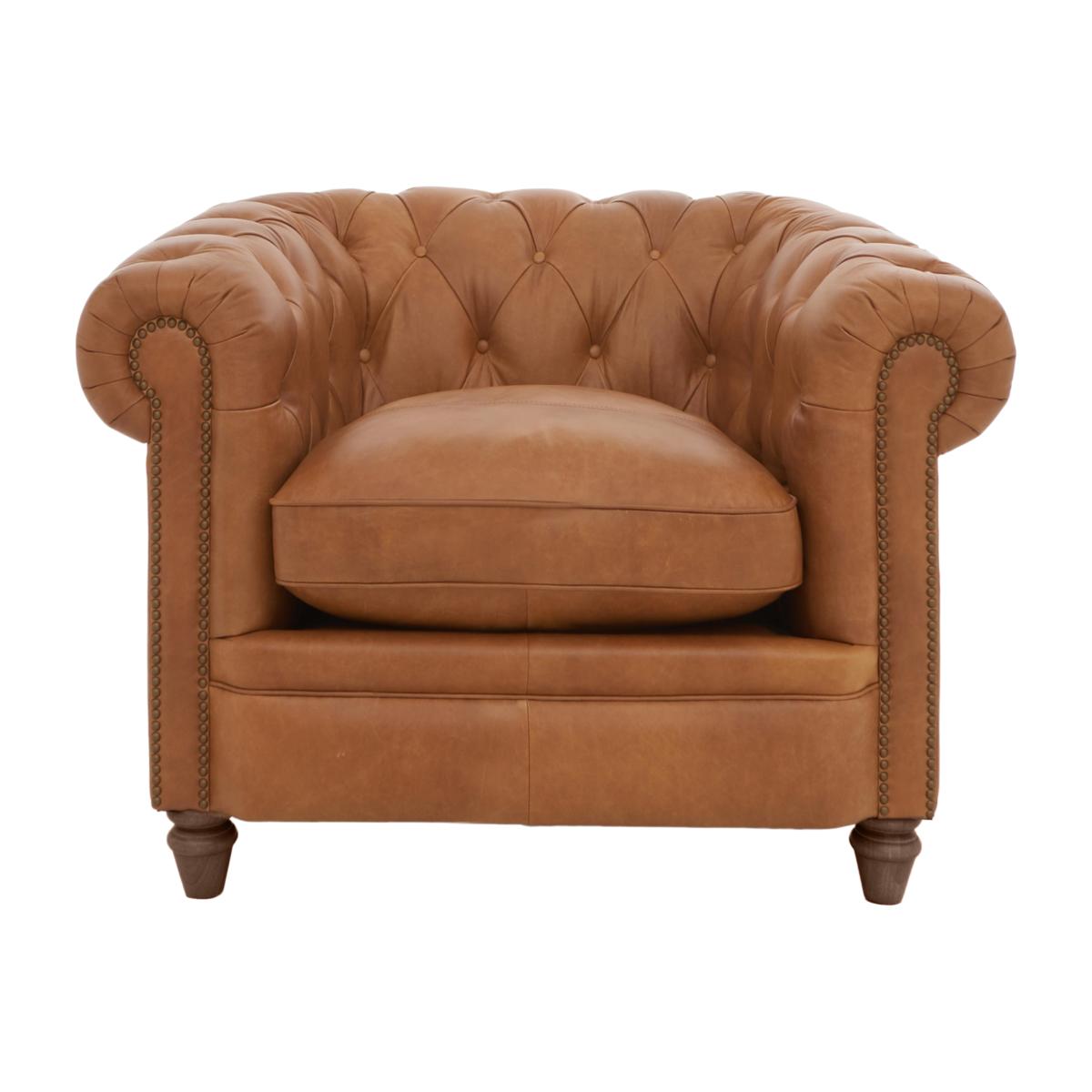 Alexander and James - Chesterfield Collection Ralph Leather Chair - Original with Studs - Dark Feet