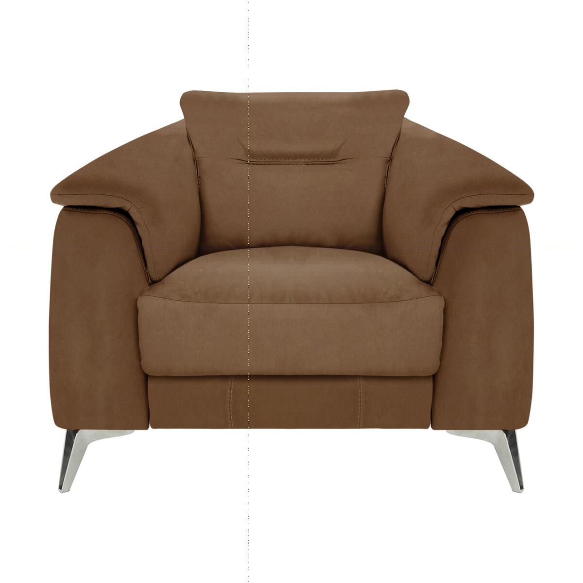 Sanza Fabric Power Recliner Armchair with Power Headrest - Brown