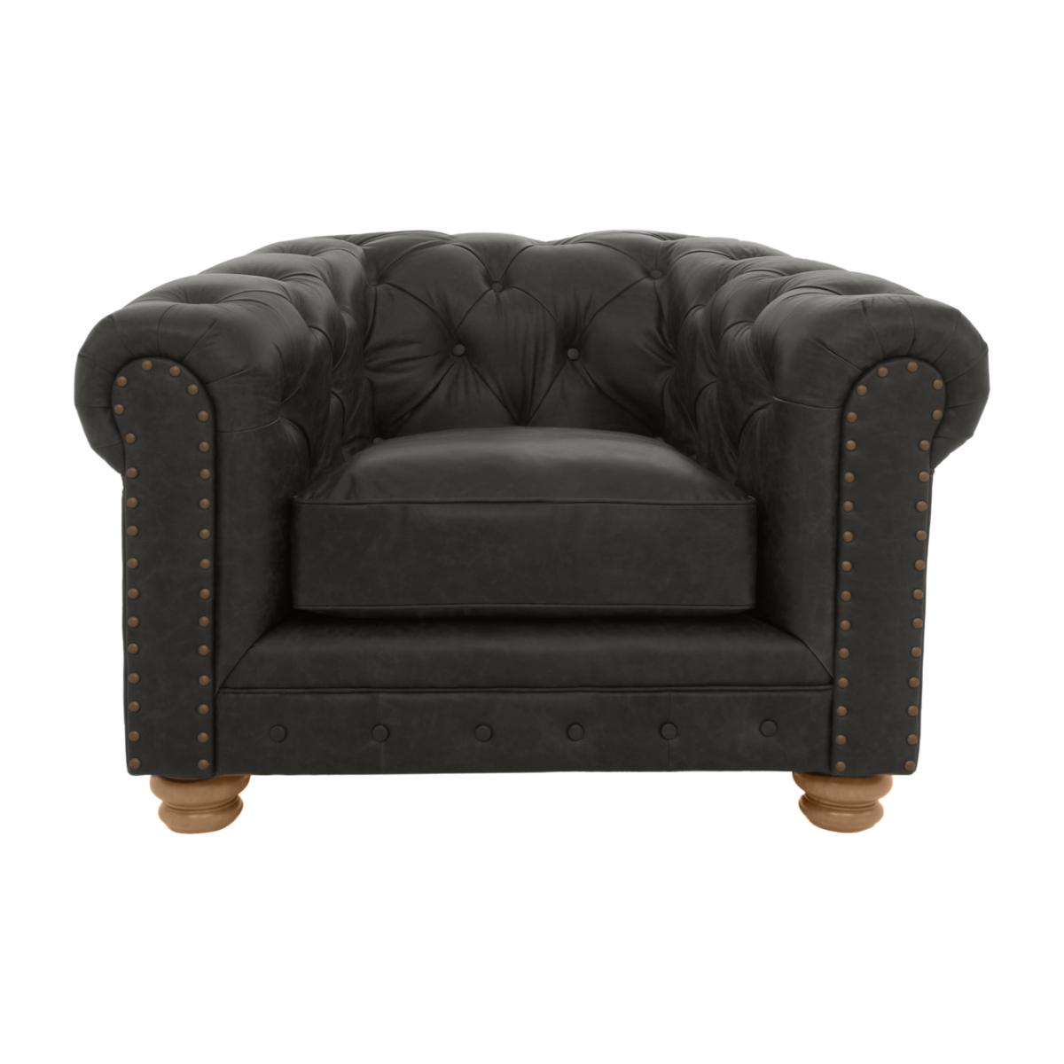 Alexander and James - Hugo Leather Chesterfield Chair - Saxon with Studs - Oak Feet