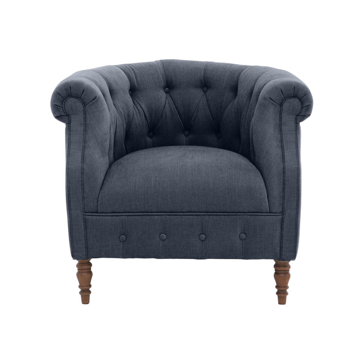 Alexander and James - Chesterfield Collection Calvin Fabric Chair - Linen Denim - Dark Feet