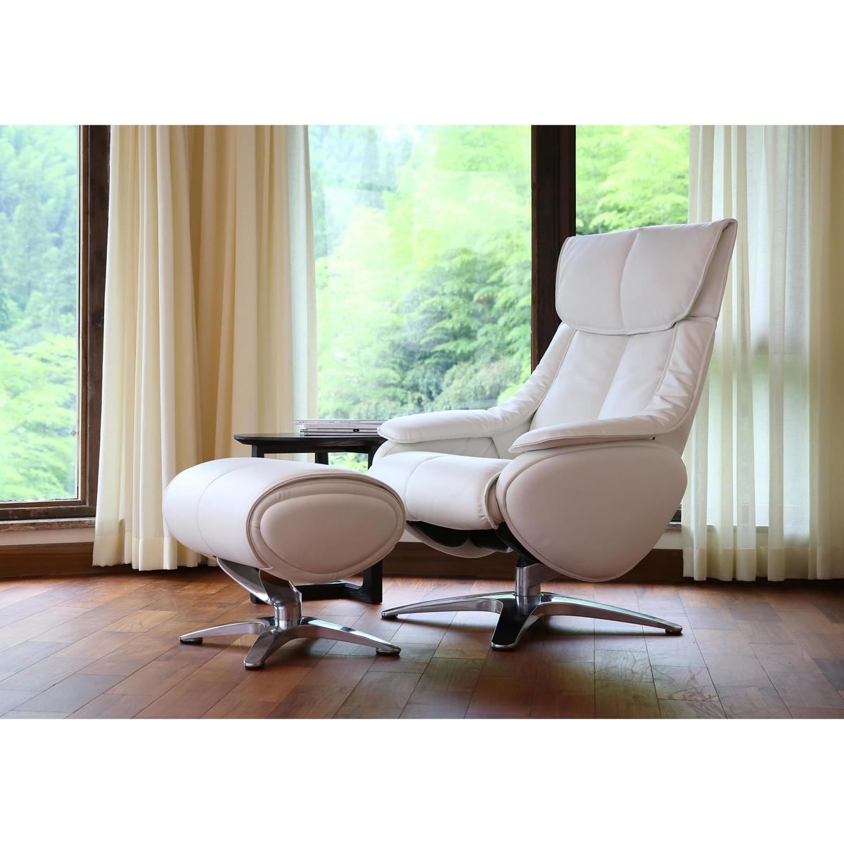Prague Fabric Recliner Swivel Armchair and Footstool - By Furniture Village – image 2