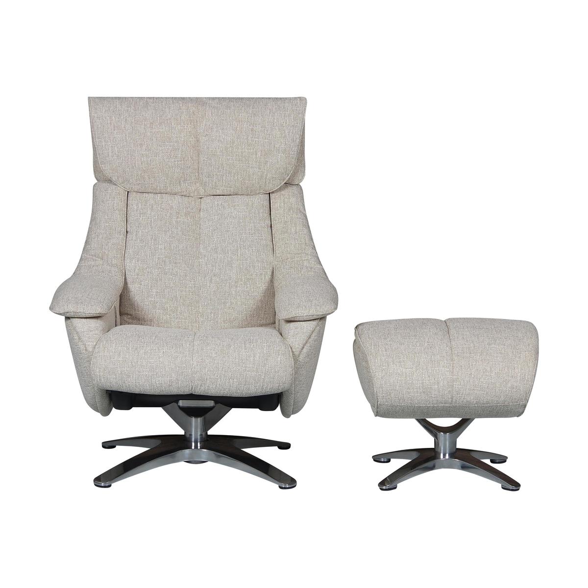 Prague Fabric Recliner Swivel Armchair and Footstool - By Furniture Village – image 1