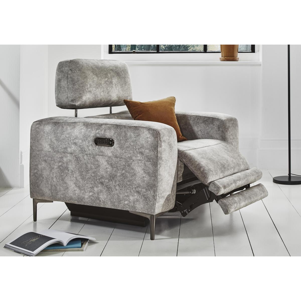 Adama Fabric Power Recliner Armchair with Telescopic Headrest - Grey – image 3