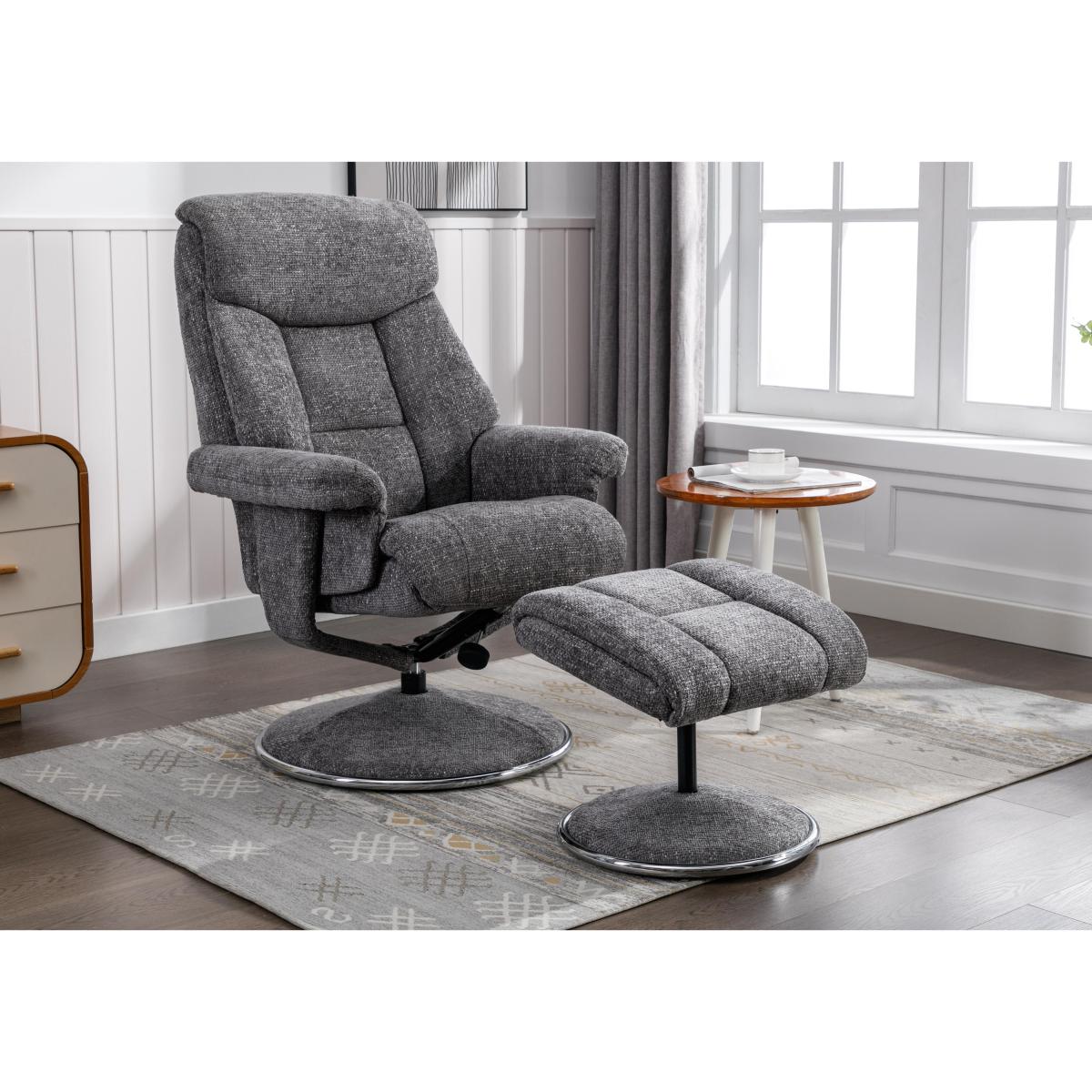 Bruges Fabric Swivel Chair and Footstool - Lisbon Teal – image 2