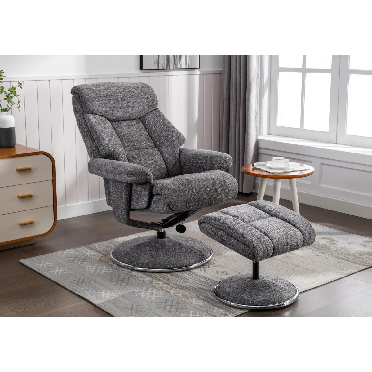 Bruges Fabric Swivel Chair and Footstool - Lisbon Teal – image 3