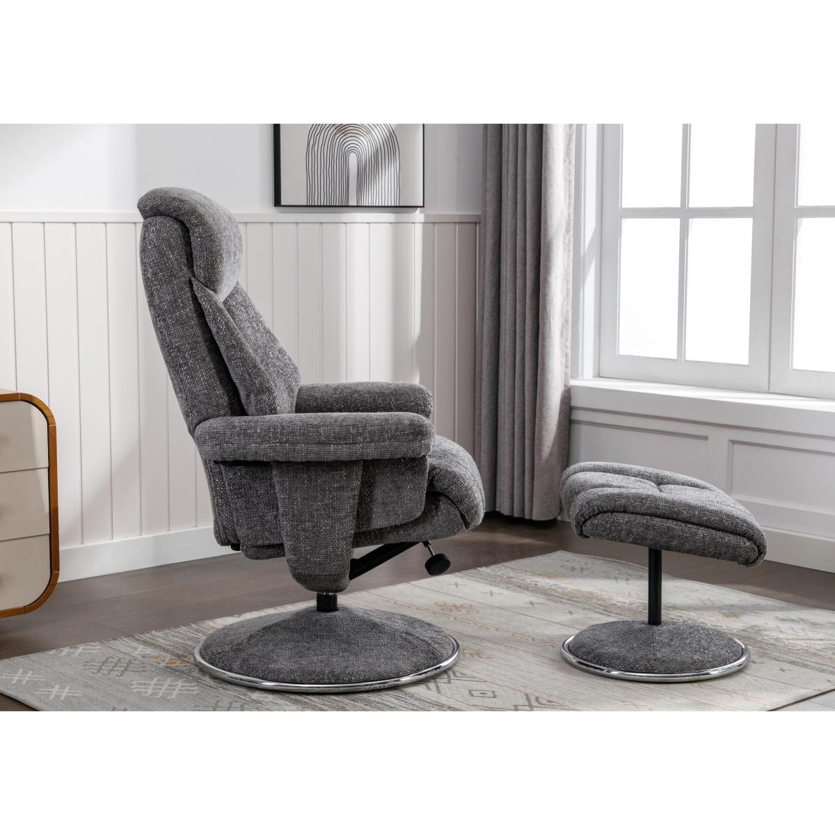 Bruges Fabric Swivel Chair and Footstool - Lisbon Teal – image 4