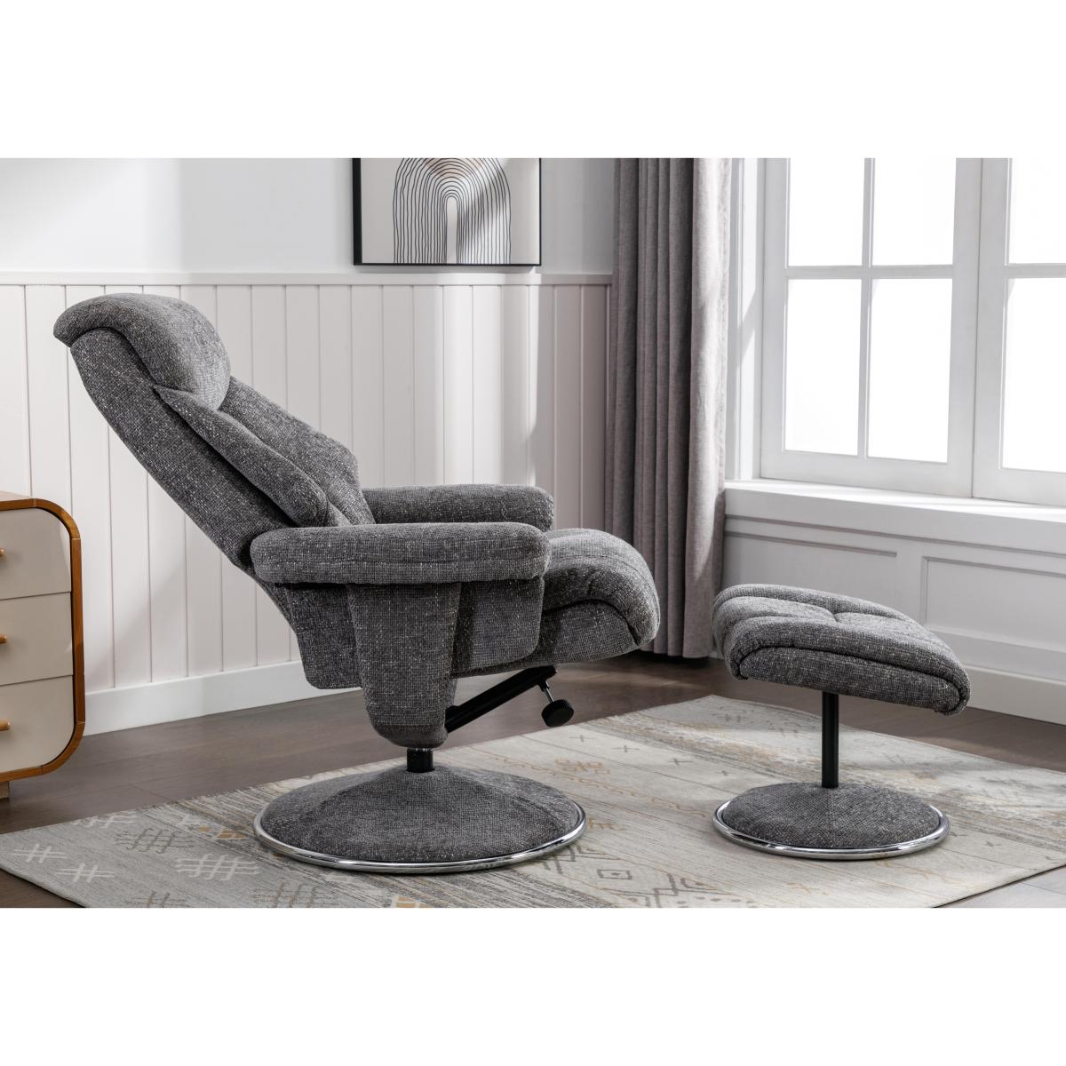 Bruges Fabric Swivel Chair and Footstool - Lisbon Teal – image 5