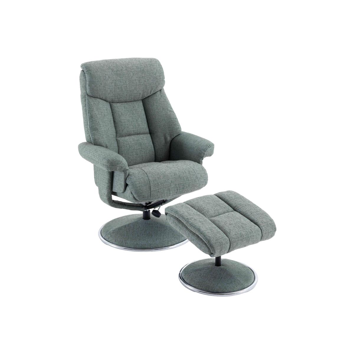 Bruges Fabric Swivel Chair and Footstool - Lisbon Teal – image 1