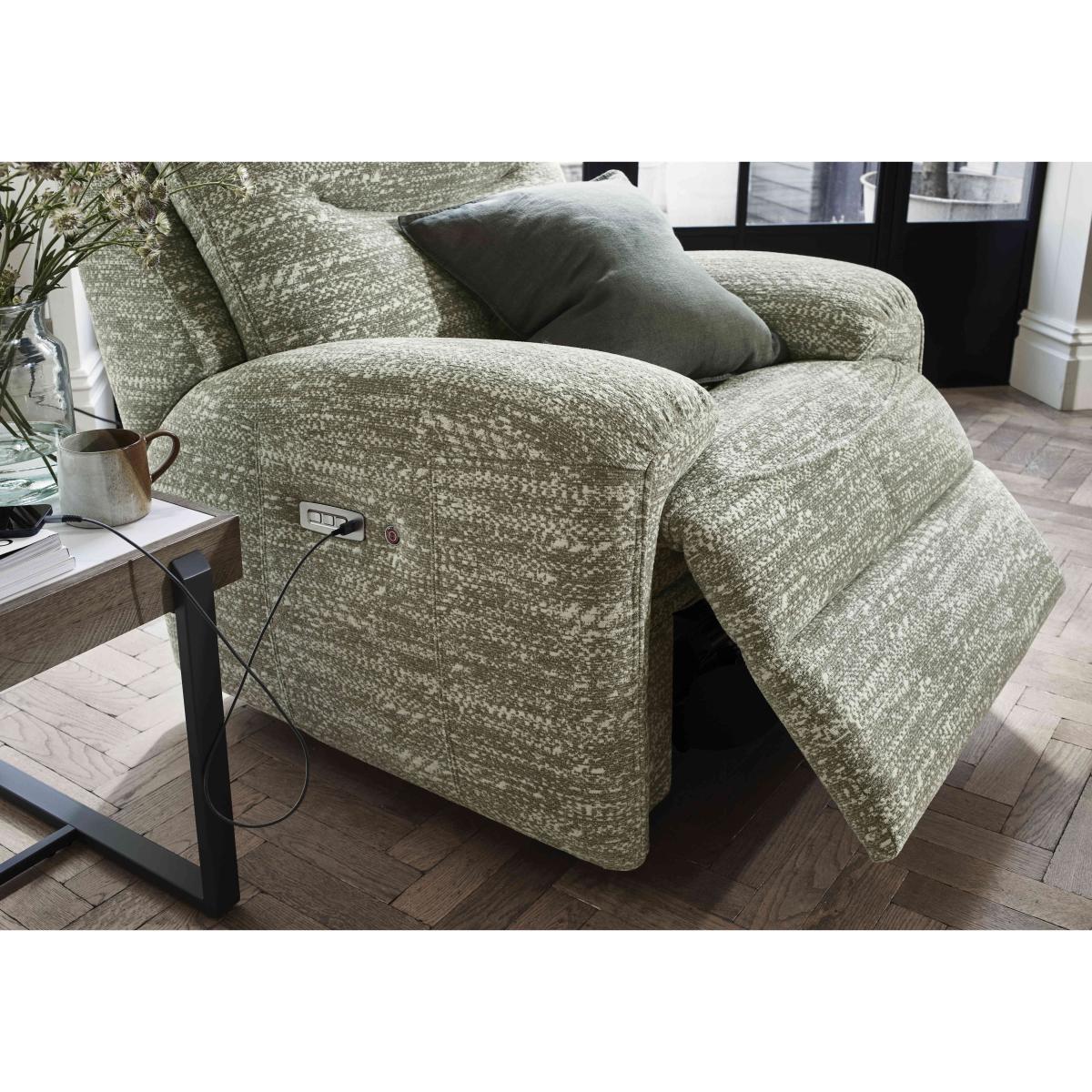 G Plan - Amesbury Fabric Power Recliner Armchair with Power Headrest, Power Lumbar and Heated Seats - Checkers Putty – image 5