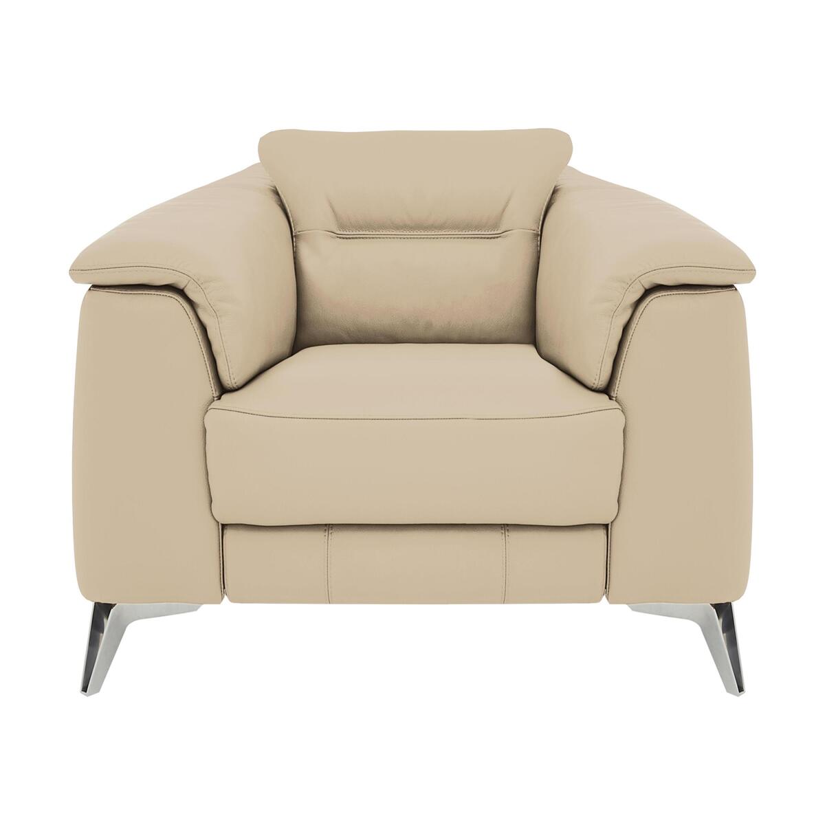 Sanza Leather Power Recliner Armchair with Power Headrest - Beige- World of Leather