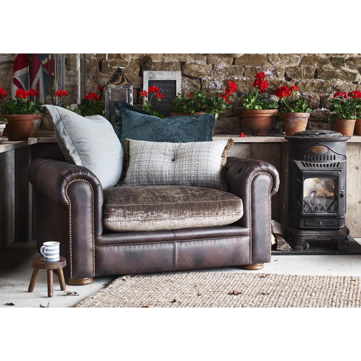 Alexander and James - New Romance Giselle Pillow Back Leather Snuggler Armchair - Brown – image 2