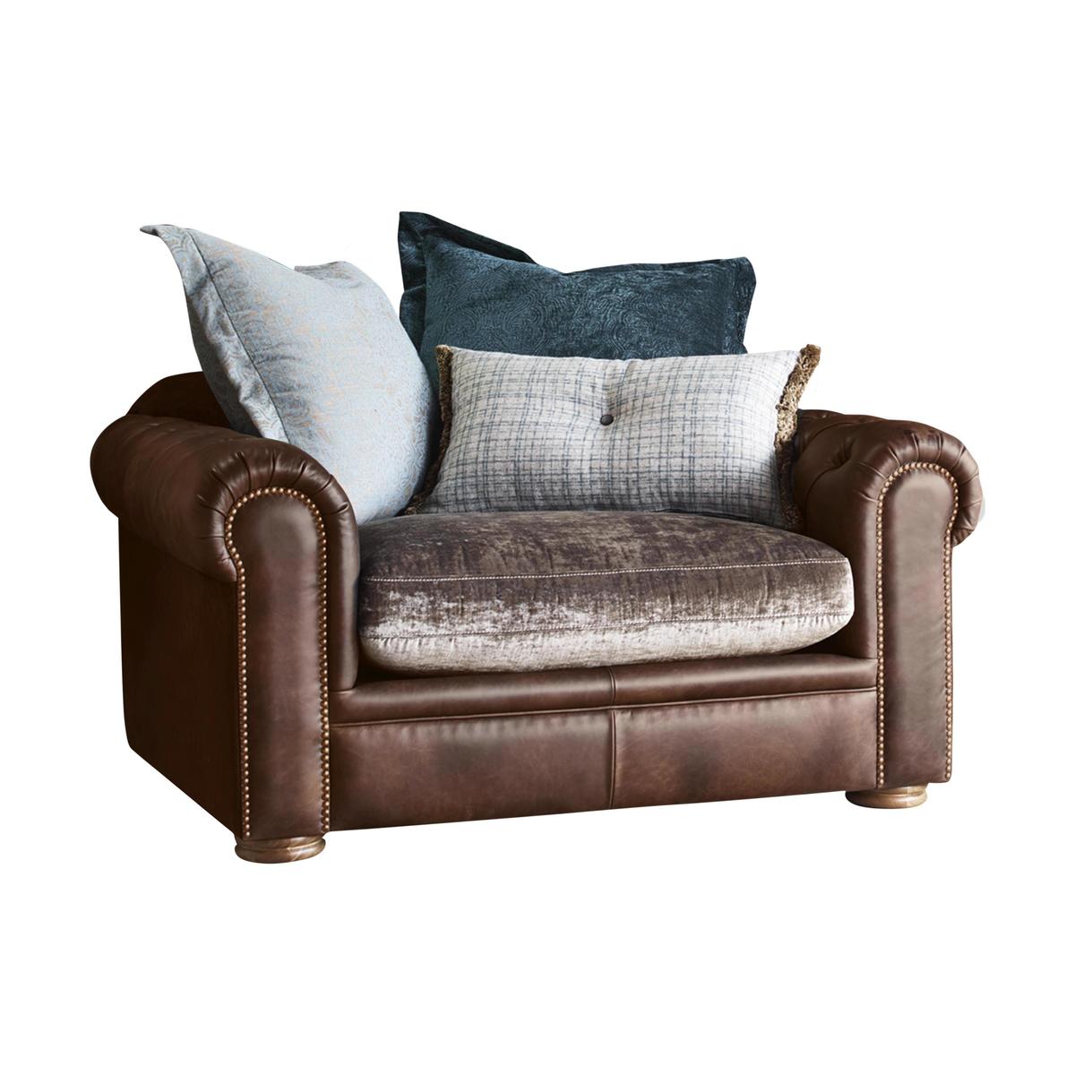 Alexander and James - New Romance Giselle Pillow Back Leather Snuggler Armchair - Brown – image 1