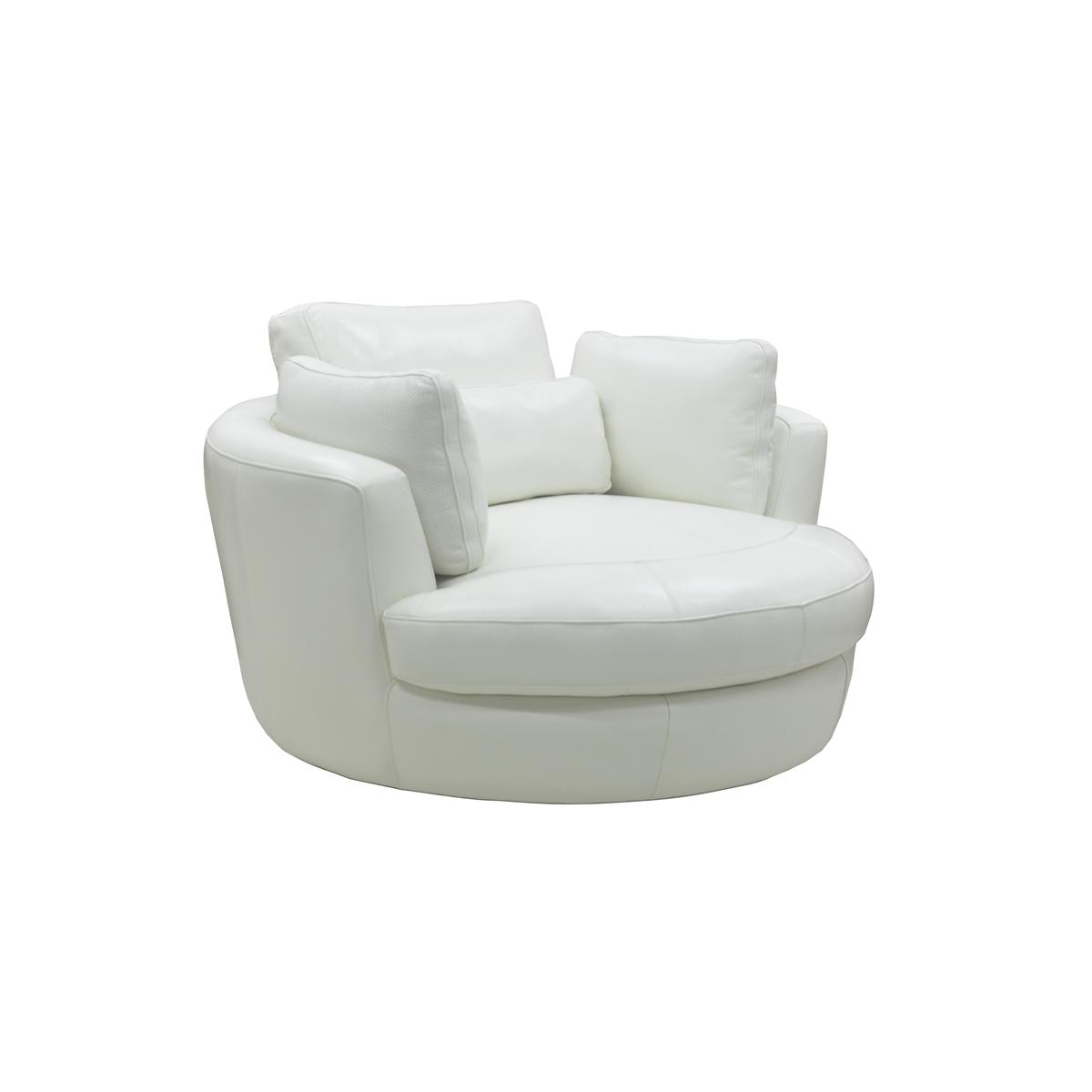 Ronda Leather Swivel Armchair - Beige - By Furniture Village – image 2