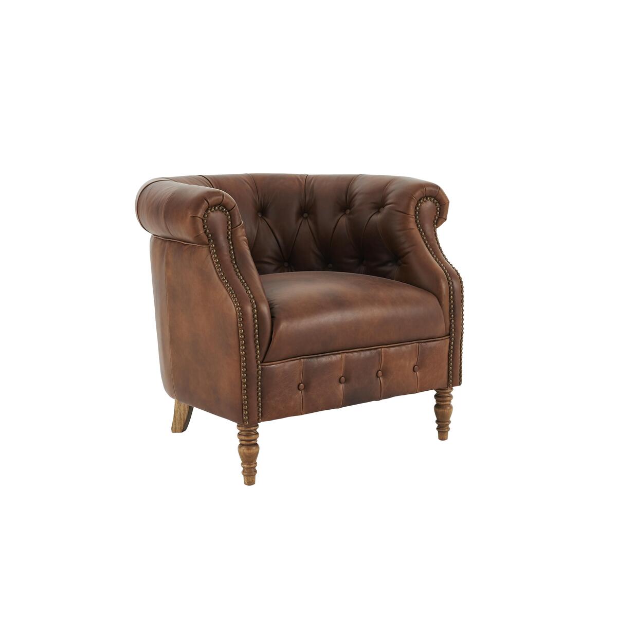 Alexander and James - Camden Collection Dukes Leather Buttoned Armchair - Grey – image 3