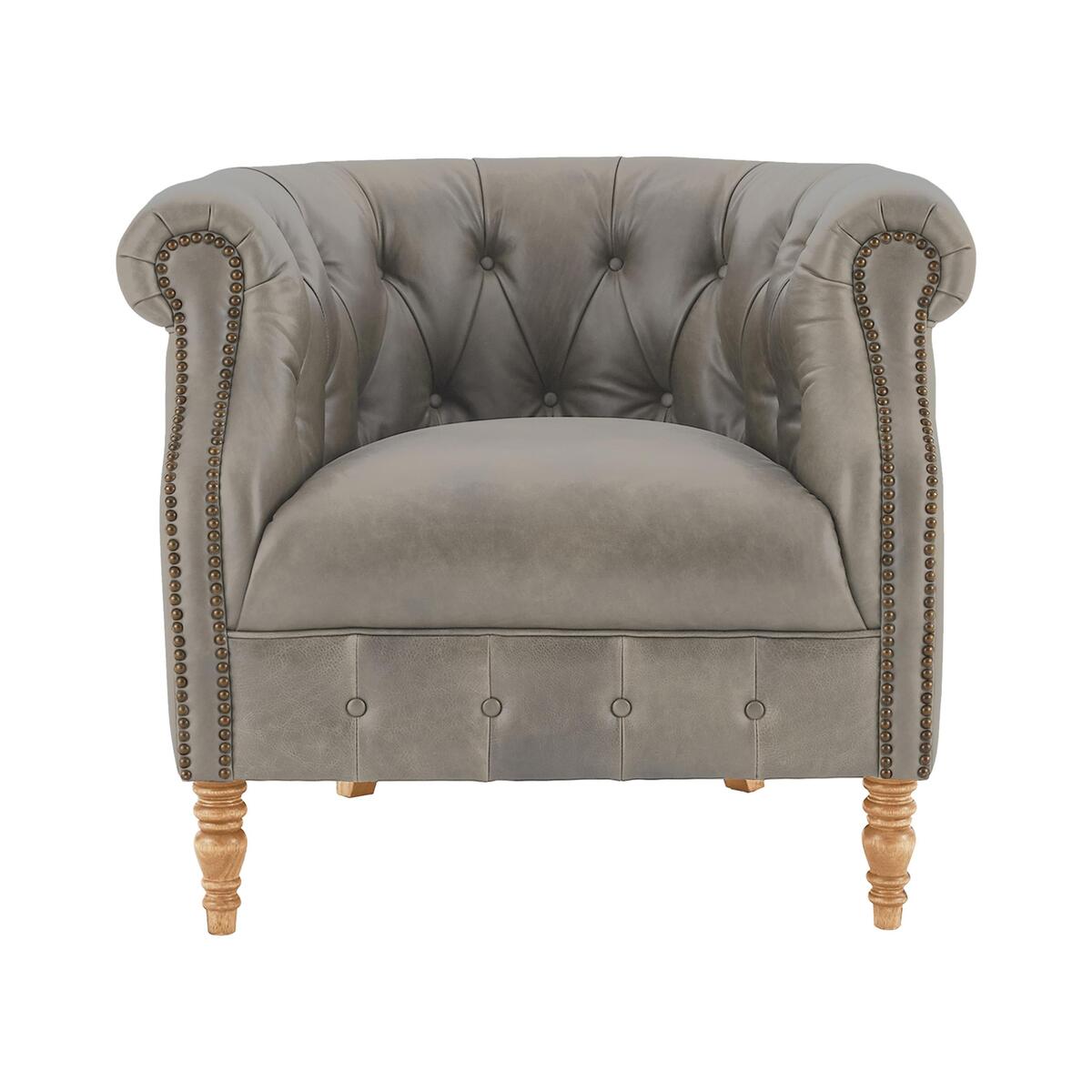 Alexander and James - Camden Collection Dukes Leather Buttoned Armchair - Grey – image 1