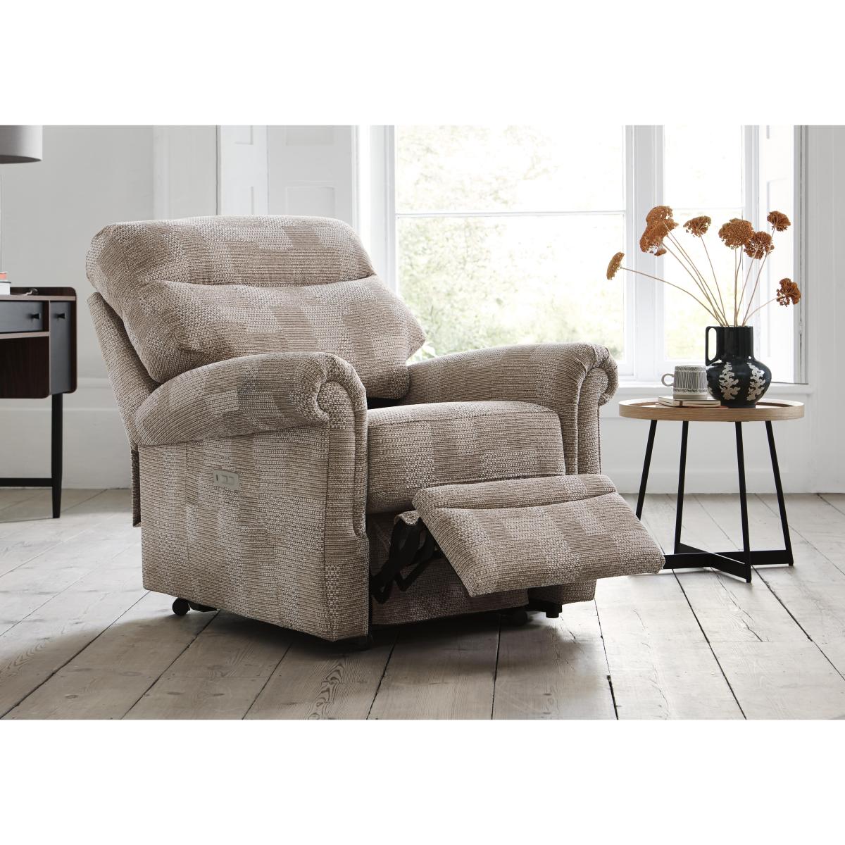 G Plan - Avon Fabric Power Recliner Armchair - Nebular Pebble – image 2