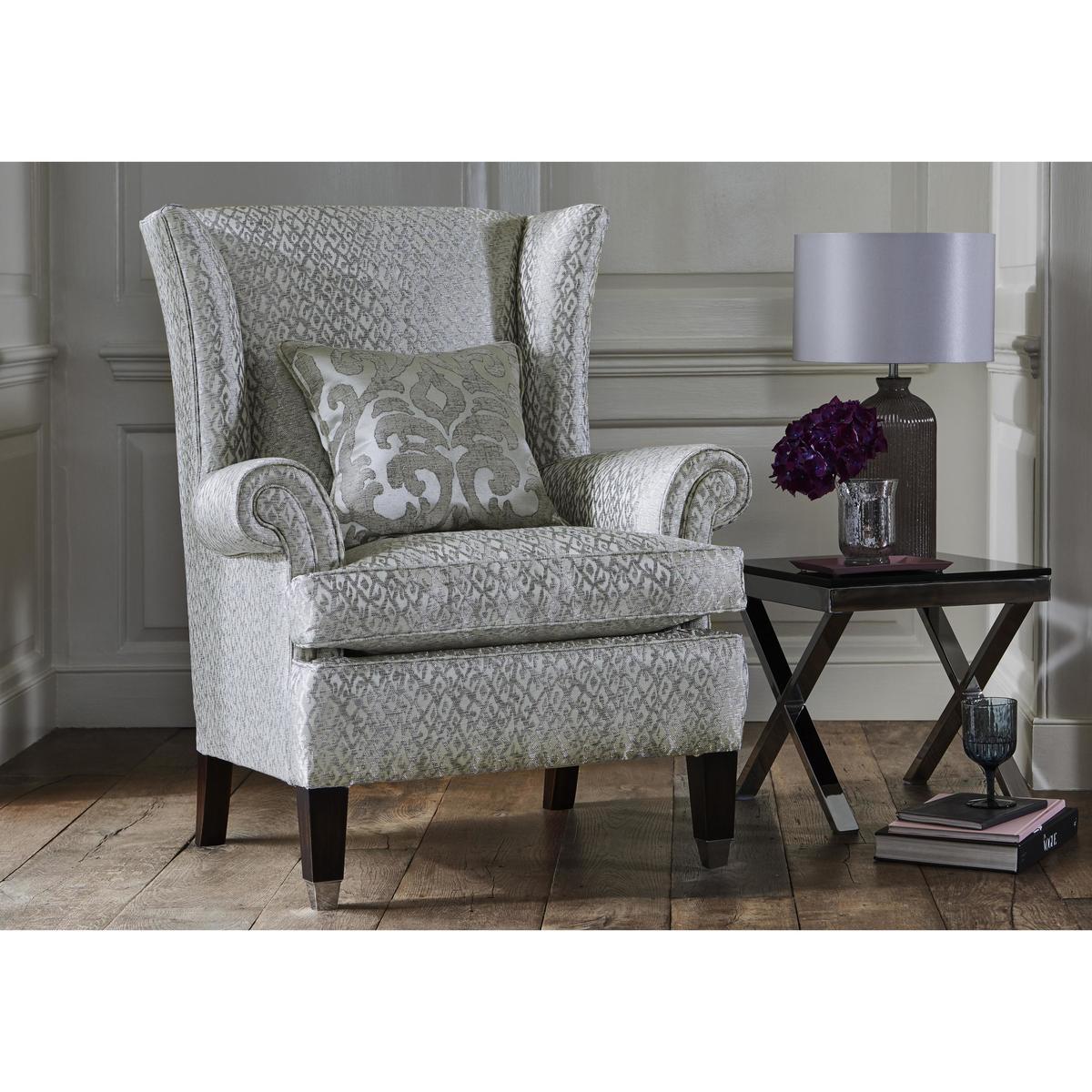 Duresta - The Prestige Collection Kingston Winged Fabric Armchair - Silver – image 3