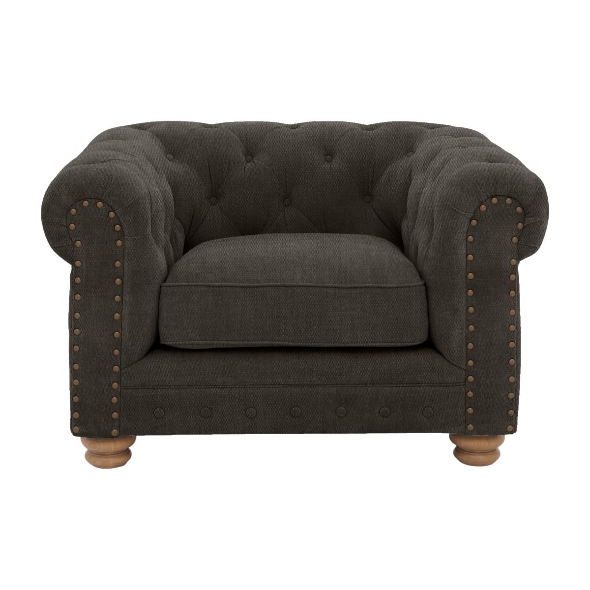 Alexander and James - Chesterfield Collection Hugo Fabric Chair - Linen Grey with Studs - Oak Feet