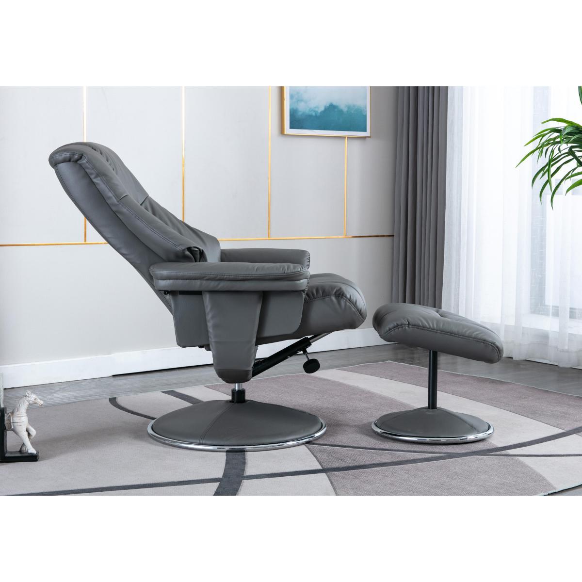 Troyes High-Back 360 Swivel Chair and Footstool - Grey – image 5