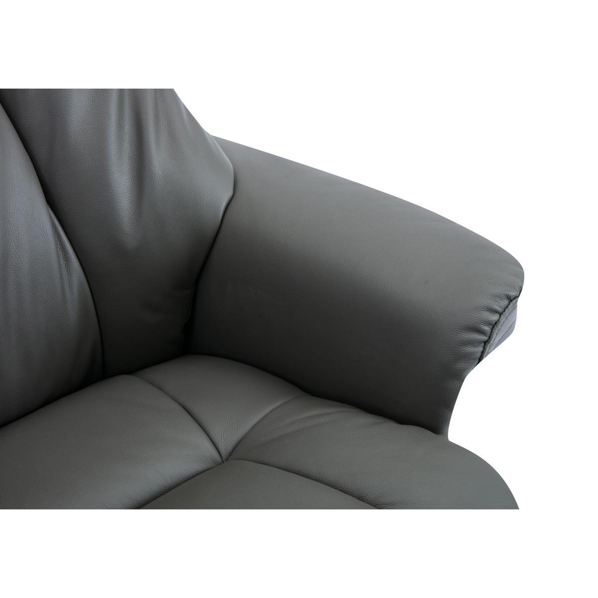Troyes High-Back 360 Swivel Chair and Footstool - Grey – image 7