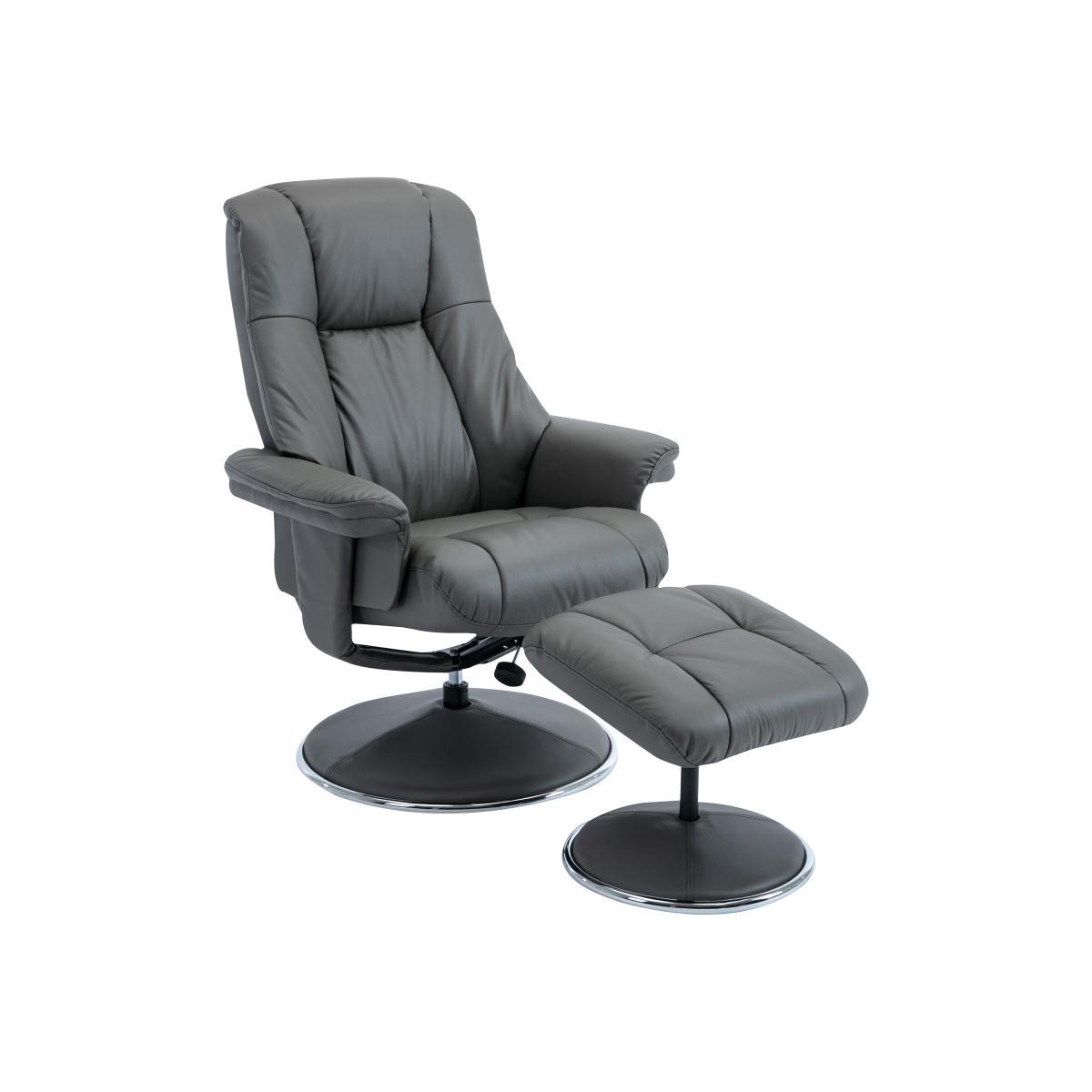 Troyes High-Back 360 Swivel Chair and Footstool - Grey – image 1