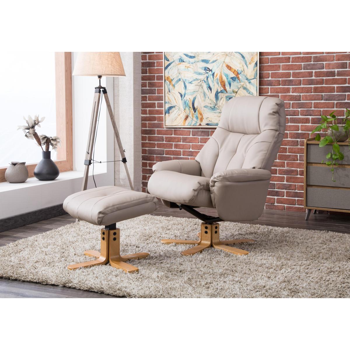 Muscat Faux Leather Swivel Recliner Chair and Footstool – image 2