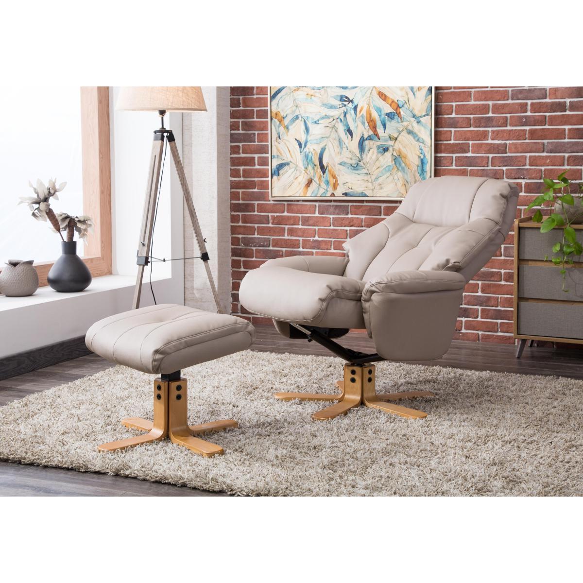Muscat Faux Leather Swivel Recliner Chair and Footstool – image 3