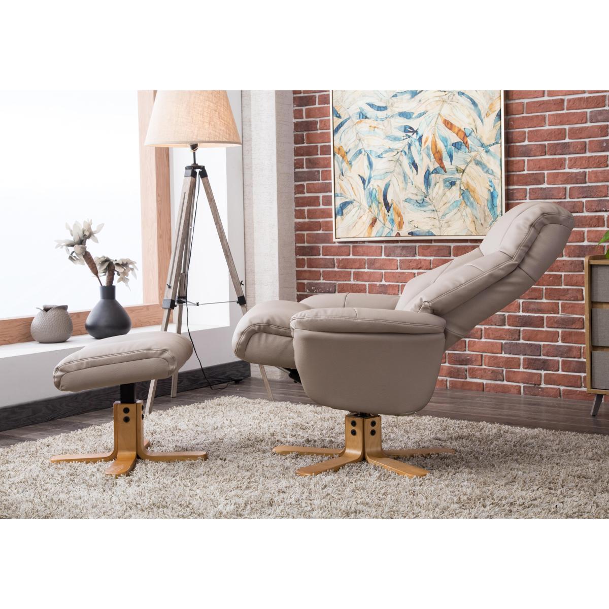 Muscat Faux Leather Swivel Recliner Chair and Footstool – image 4