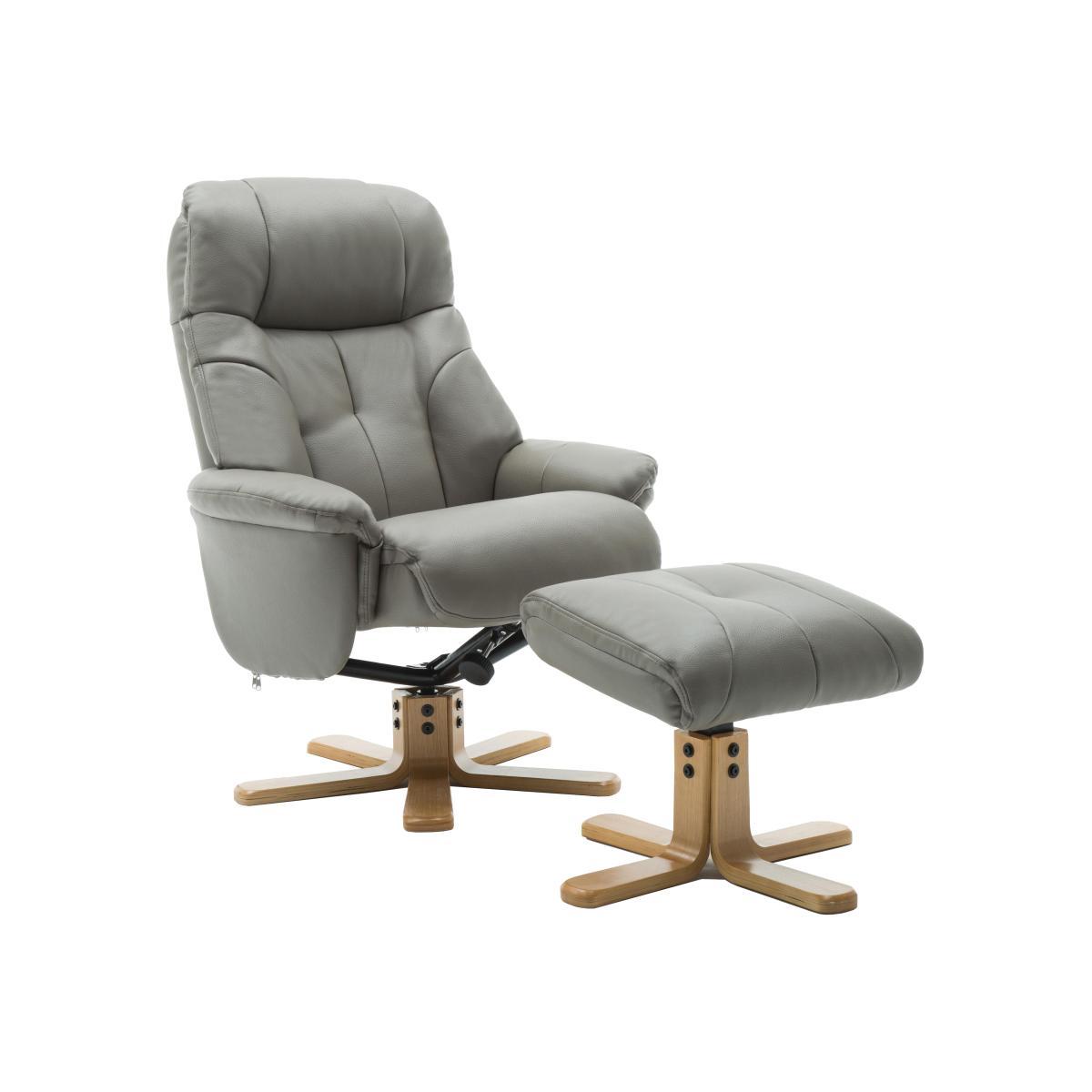 Muscat Faux Leather Swivel Recliner Chair and Footstool – image 1
