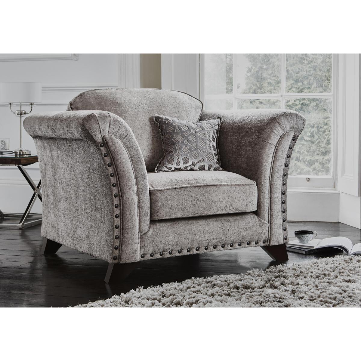 Holly Fabric Armchair With Studs - Beige – image 2