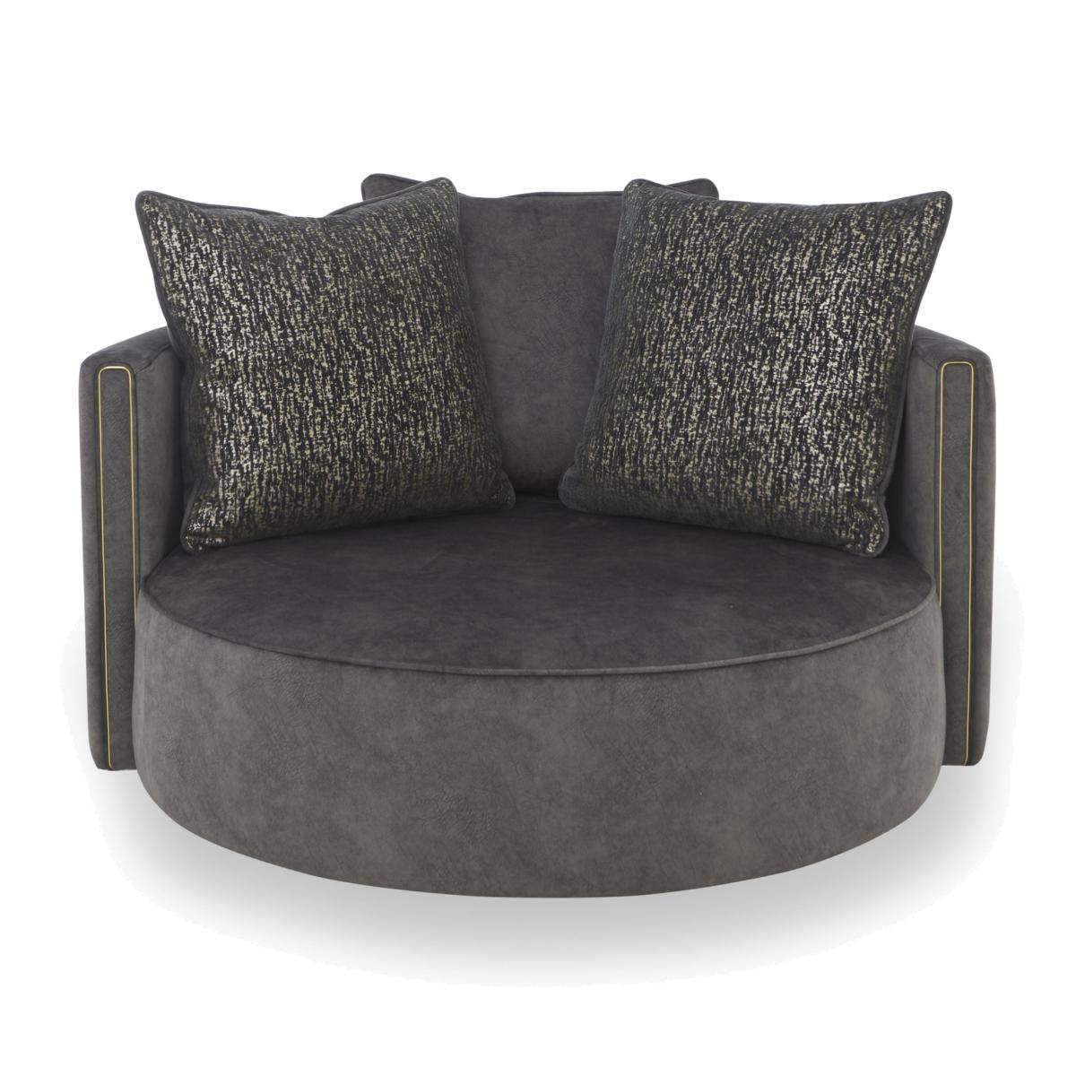 Ariana Large Fabric Swivel Chair - Moleskin