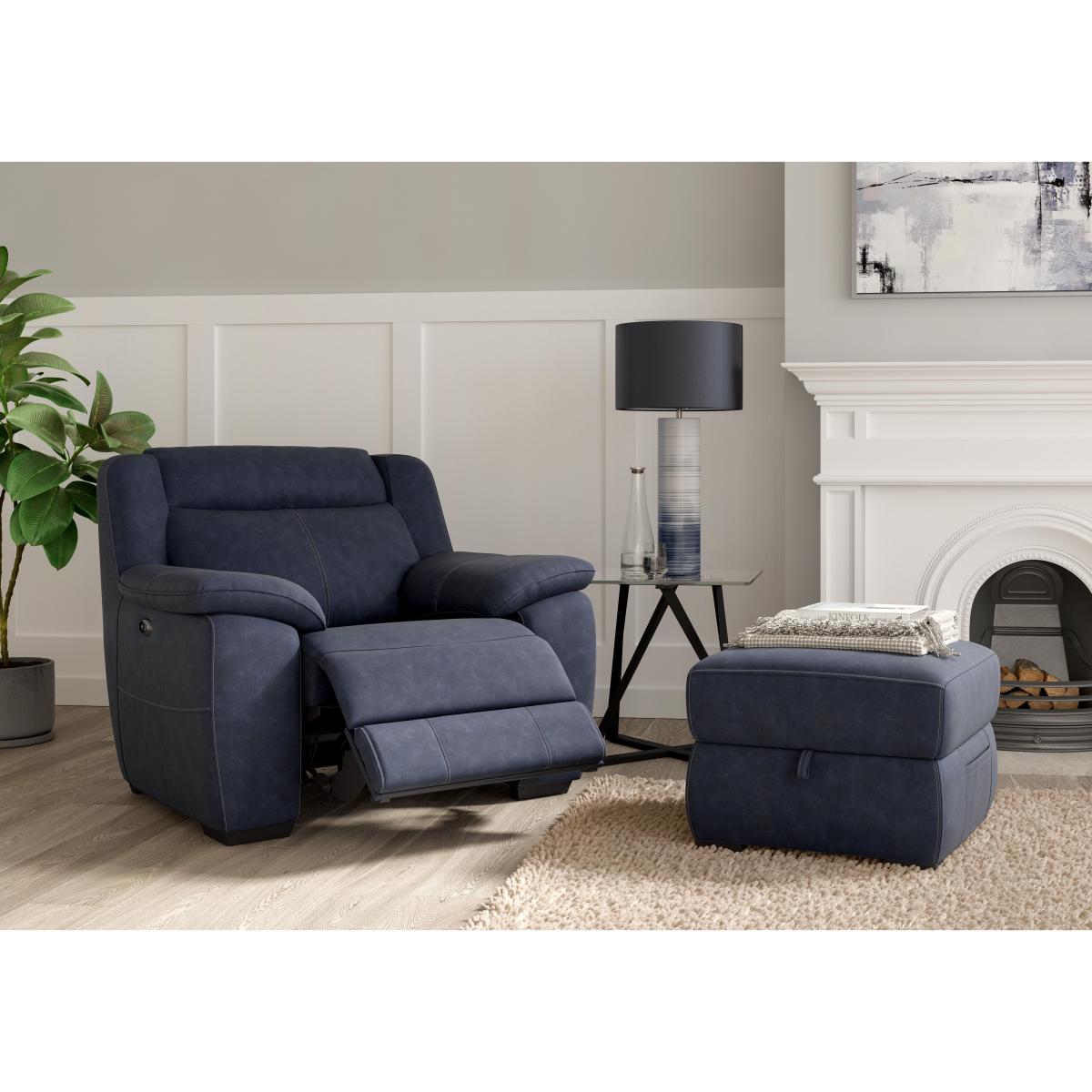 Starlight Express Leather Power Recliner Armchair with Power Headrest - Brown – image 2