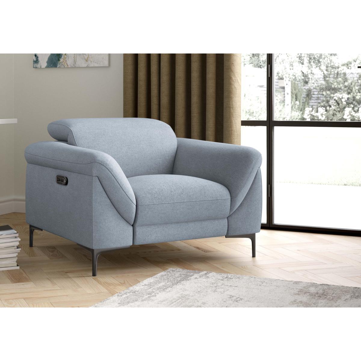 Galaxy Fabric Power Recliner Armchair with Power Headrests - Grey- World of Leather – image 2