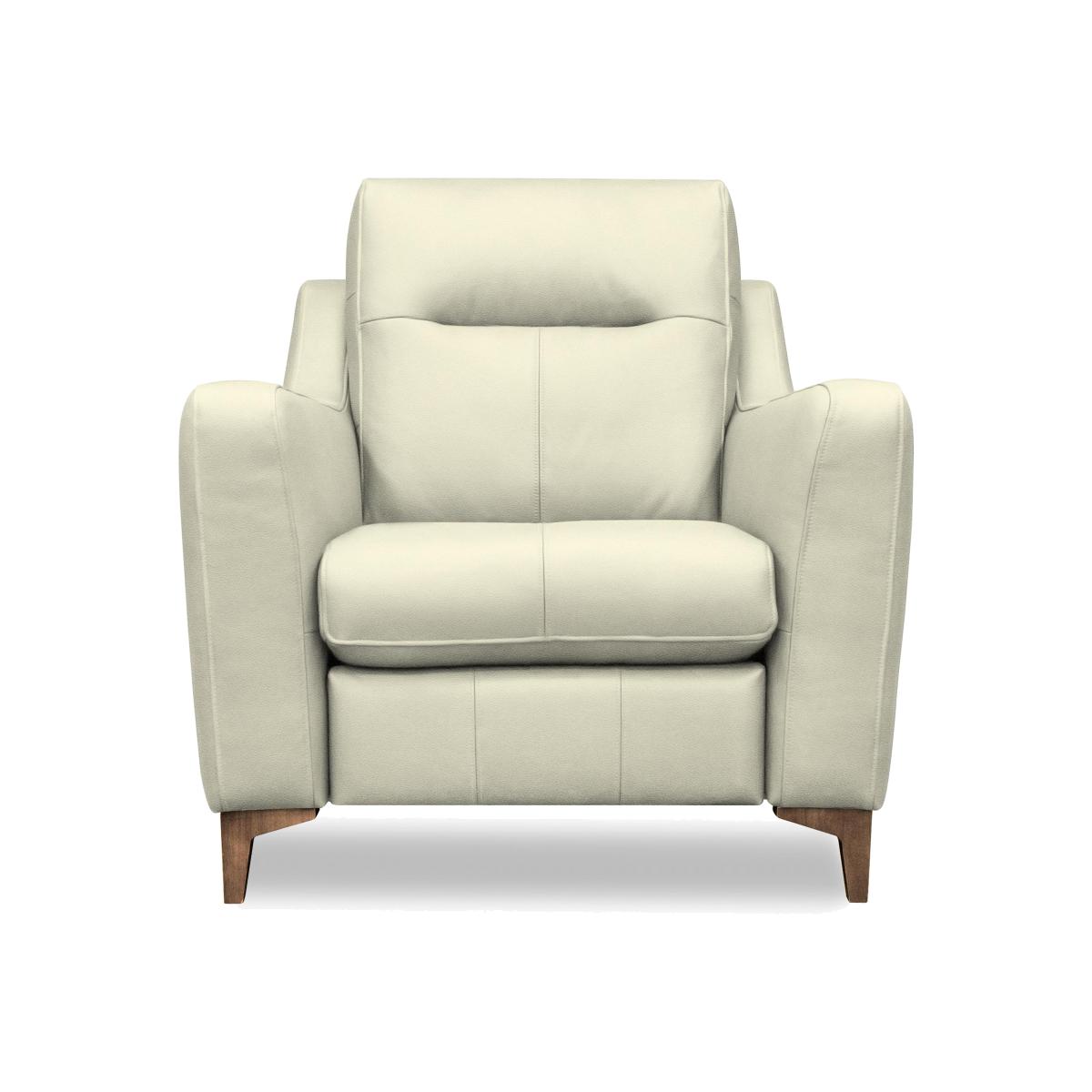 G Plan - Arlo Leather Chair - Cambridge Chalk with Walnut Feet