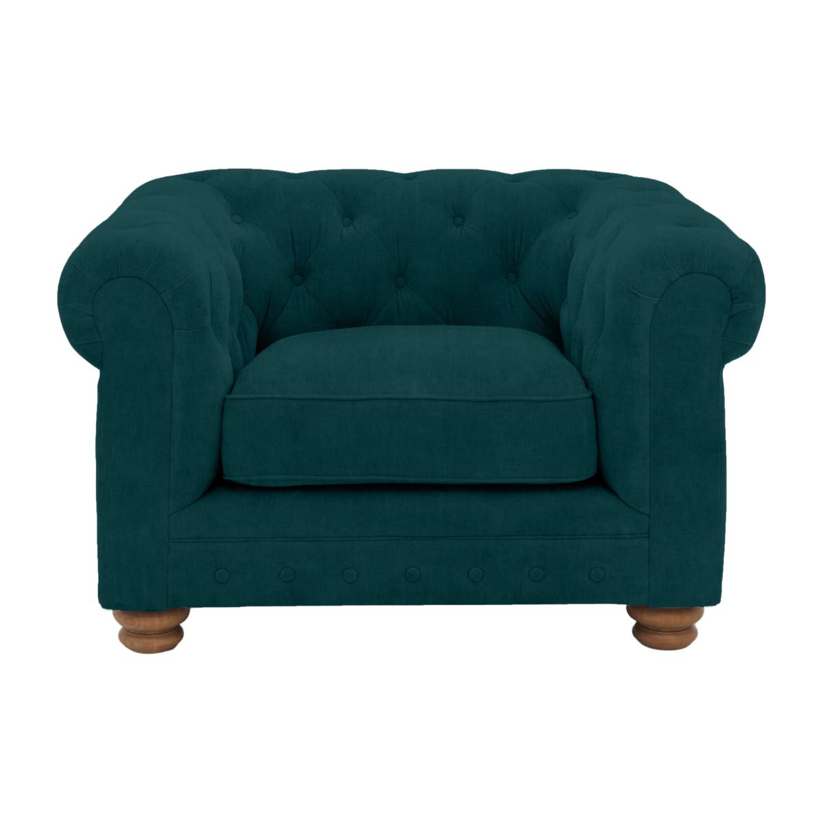 Alexander and James - Chesterfield Collection Hugo Fabric Chair - Peacock - Oak Feet