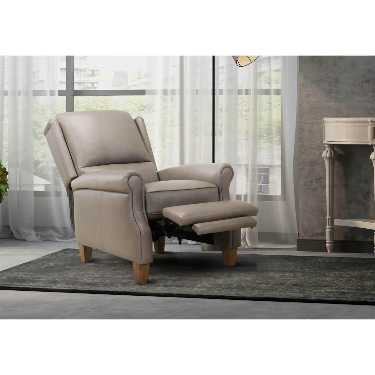 Carrick Leather Power Recliner Wing Chair - Sage - Sofas and Armchairs – image 2