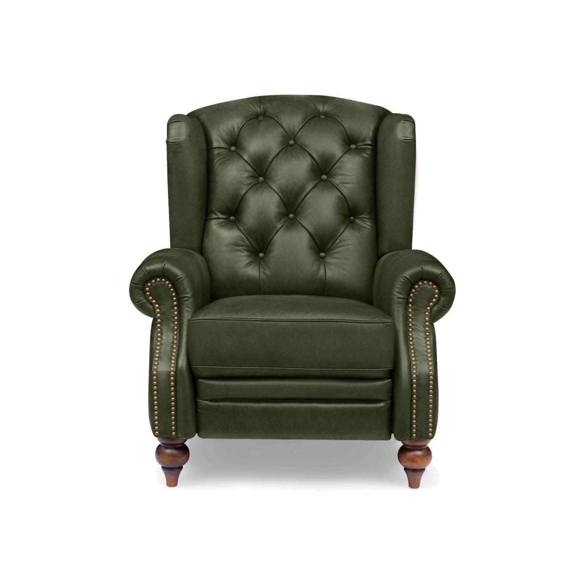 At The Helm - Shackleton Leather Wing Chair - Emerald