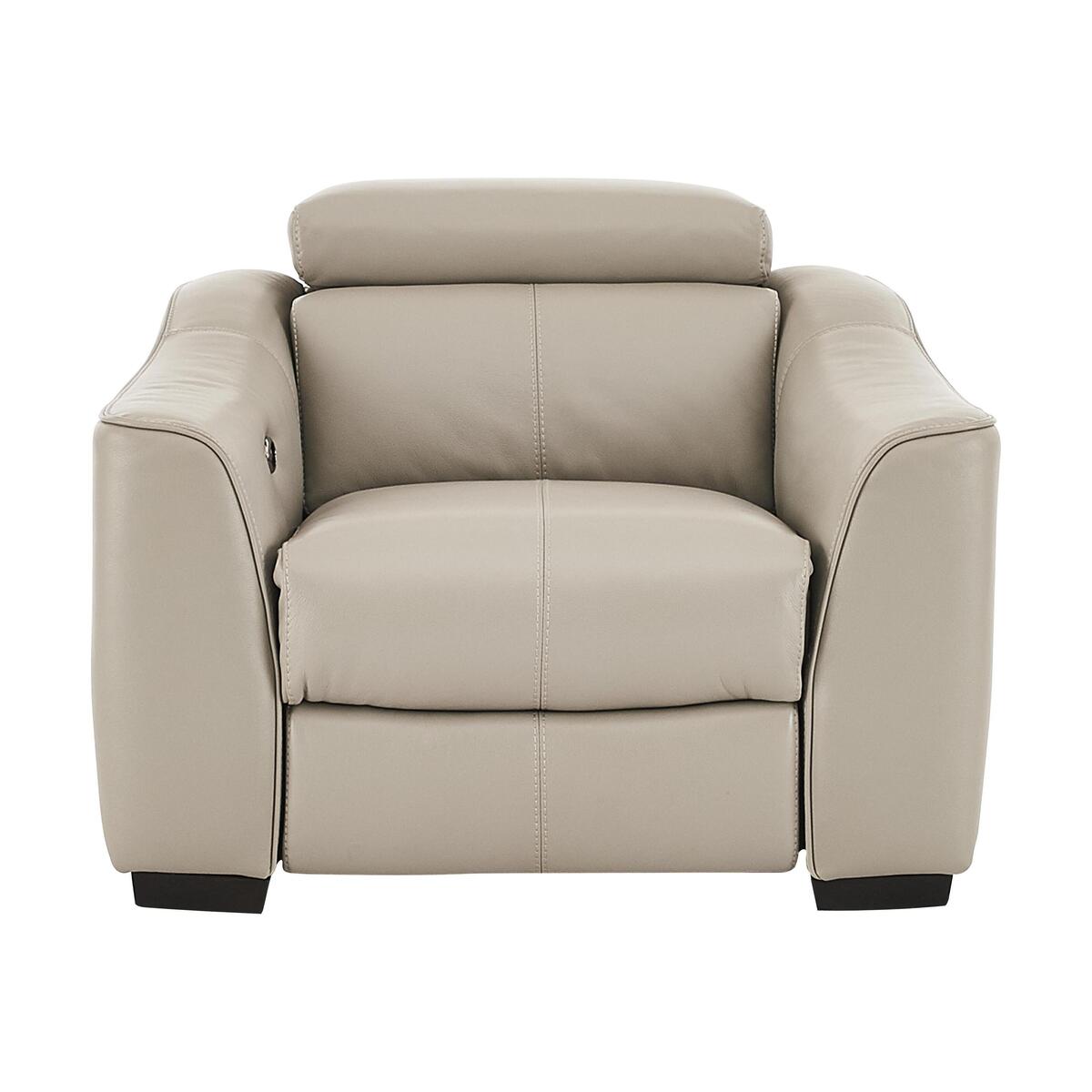 Elixir Leather Battery Recliner Armchair - Grey- World of Leather