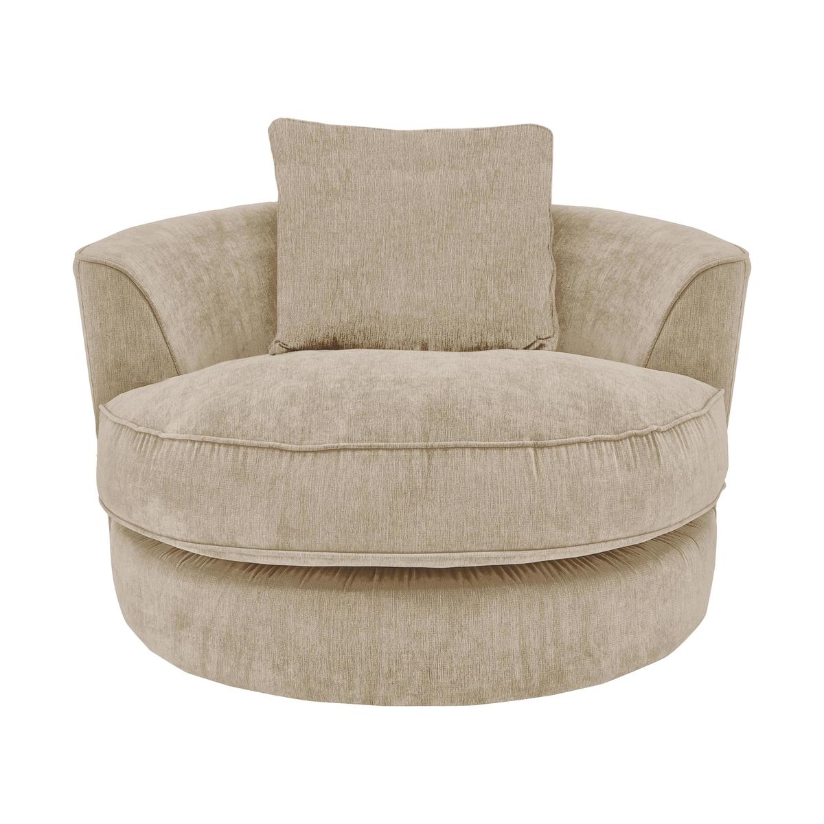 Boardwalk Fabric Swivel Armchair - Beige - By Furniture Village