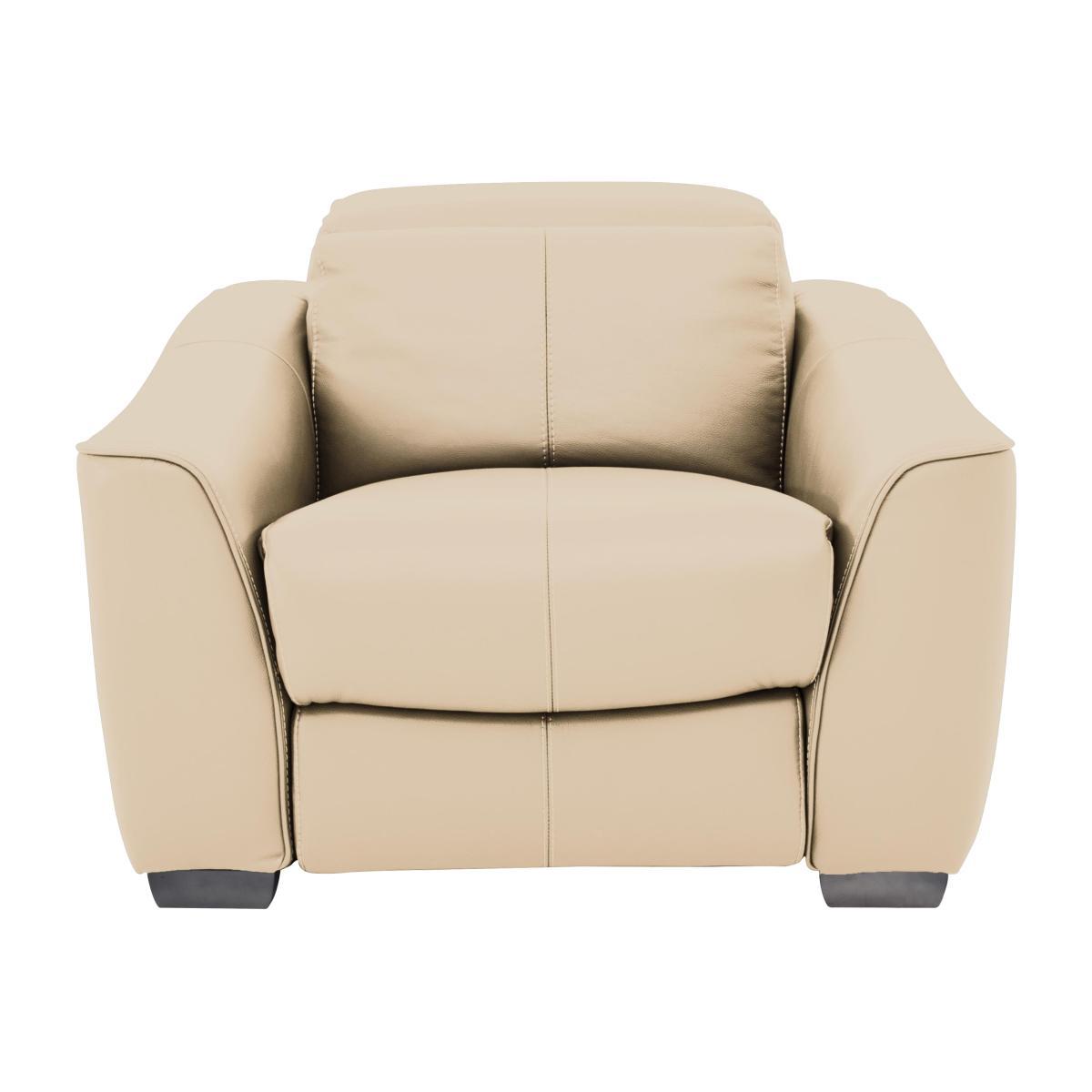 Xavier Leather Power Recliner Armchair with Power Headrest - Beige- World of Leather – image 1