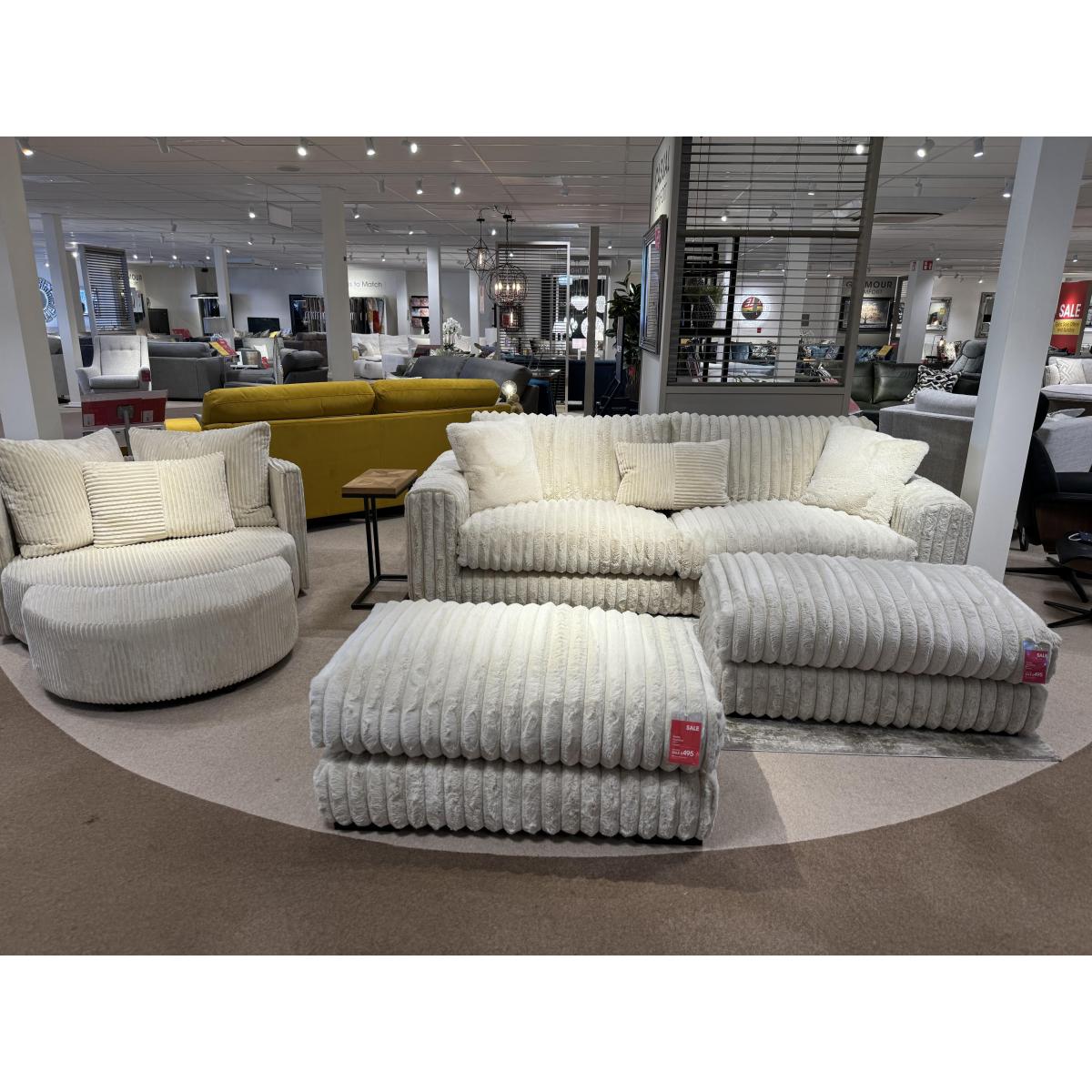 Alexander and James - 4-Seater, Swivel Chair, half Moon Footstool & 2 Footstools – image 2