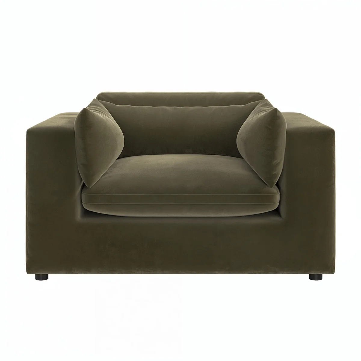 Khaki Green Velvet Cuddle Chair - Hudson – image 3