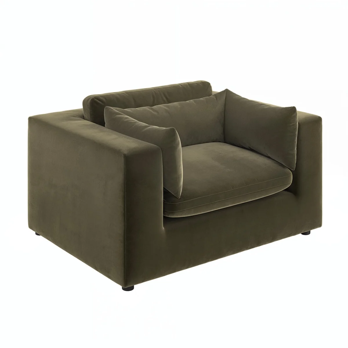 Khaki Green Velvet Cuddle Chair - Hudson – image 4