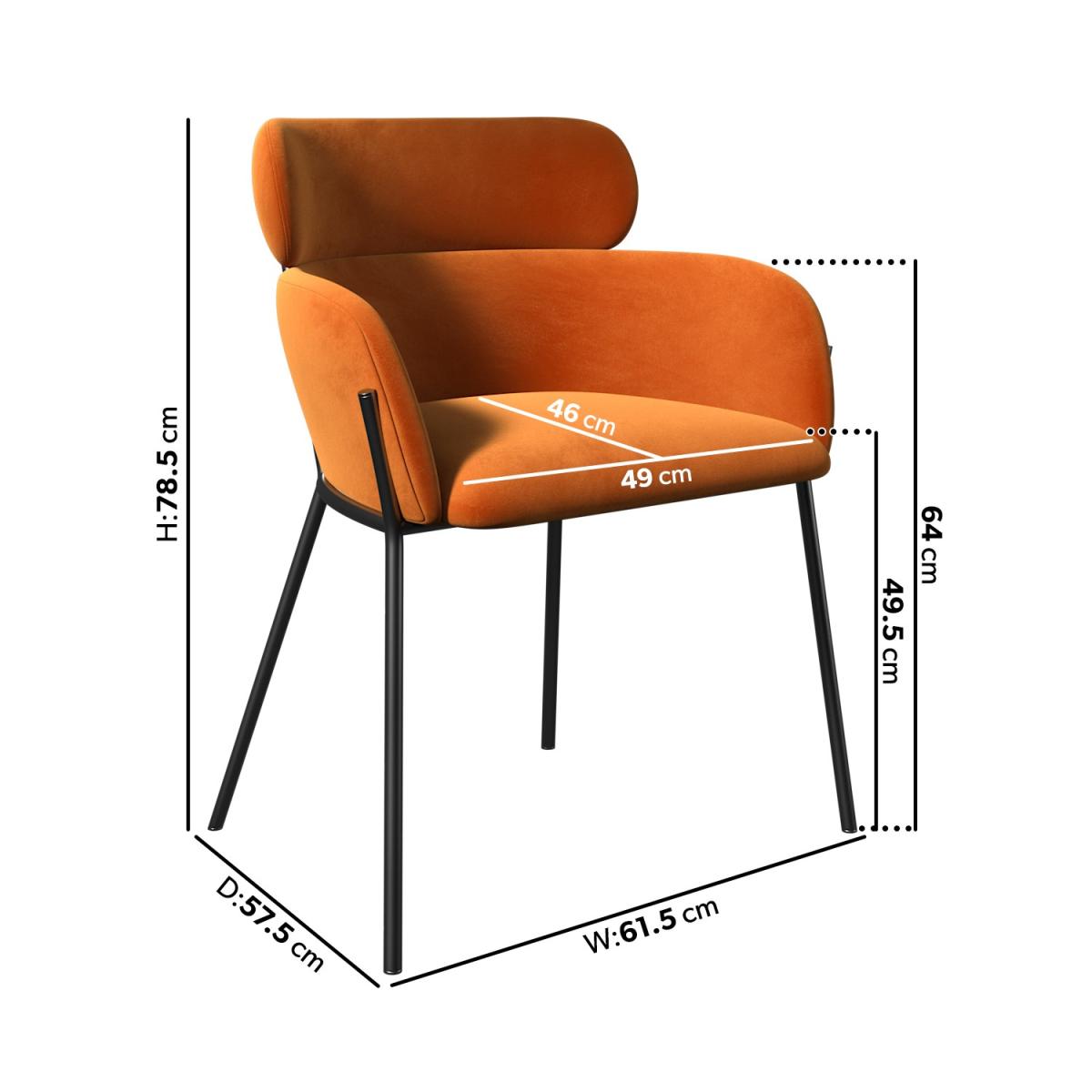 Orange Velvet Curved Armchair - Isla – image 2
