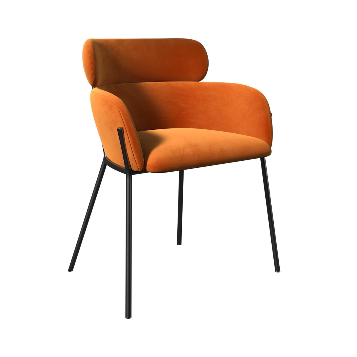 Orange Velvet Curved Armchair - Isla – image 3