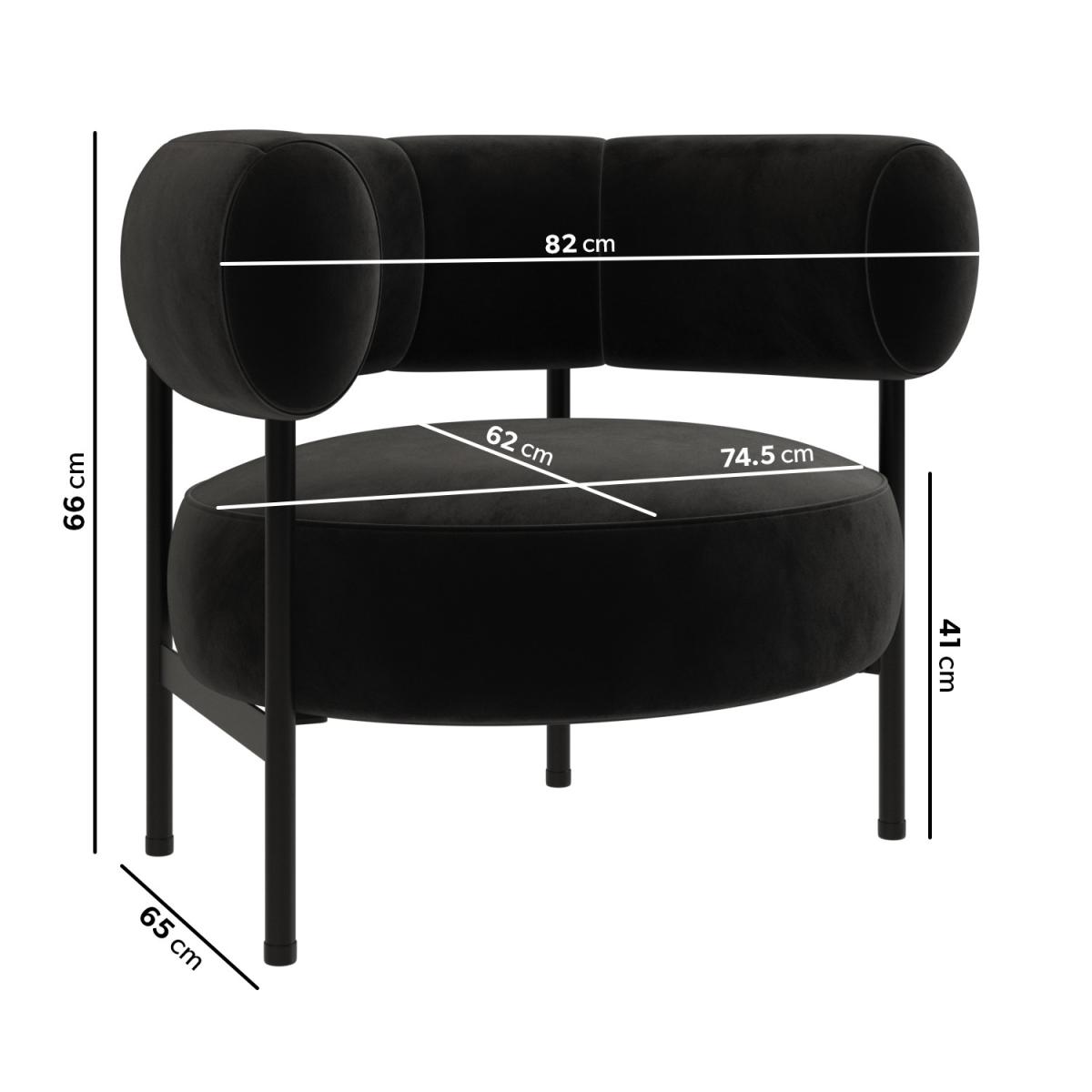 Black Velvet Curved Armchair - Romy – image 2