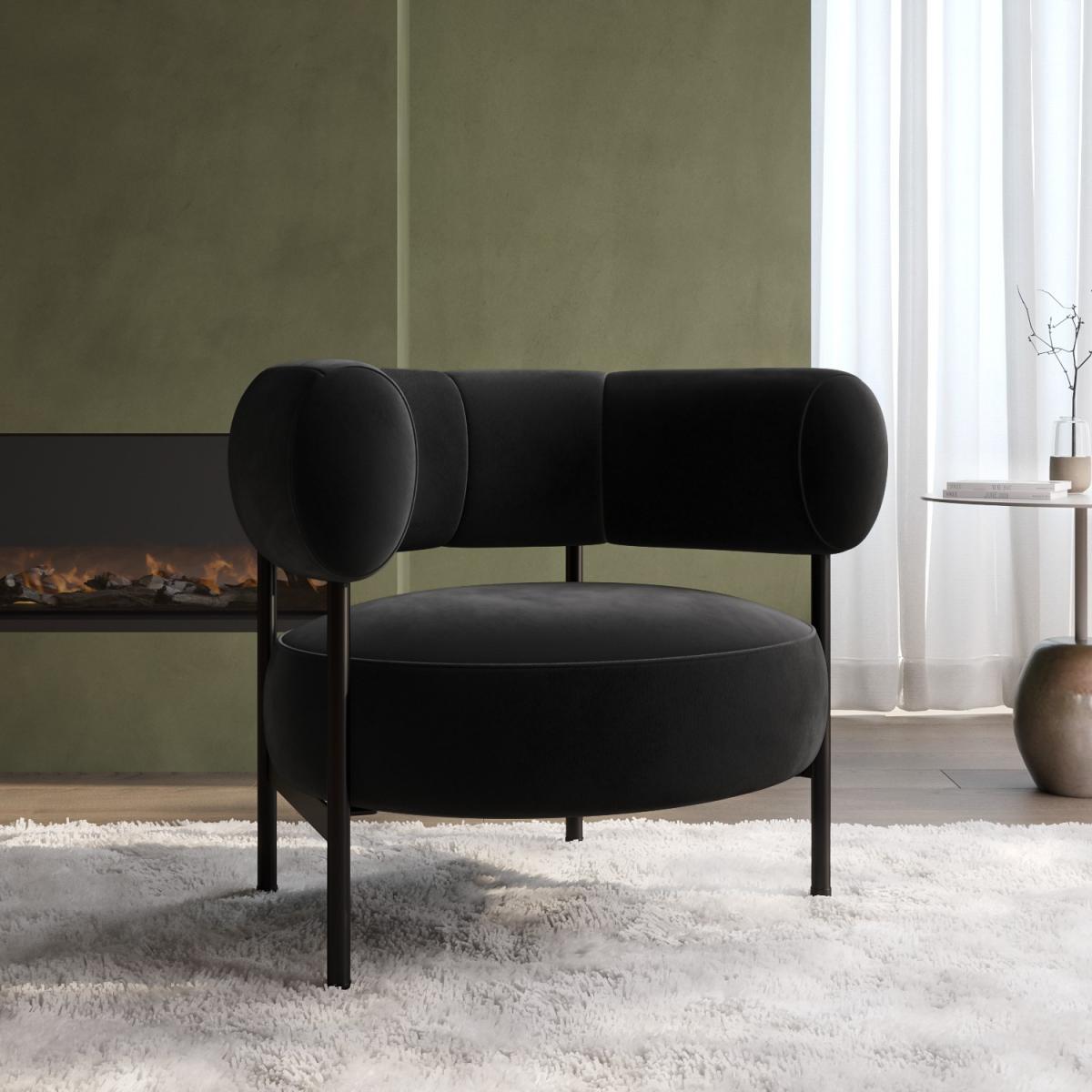Black Velvet Curved Armchair - Romy – image 4